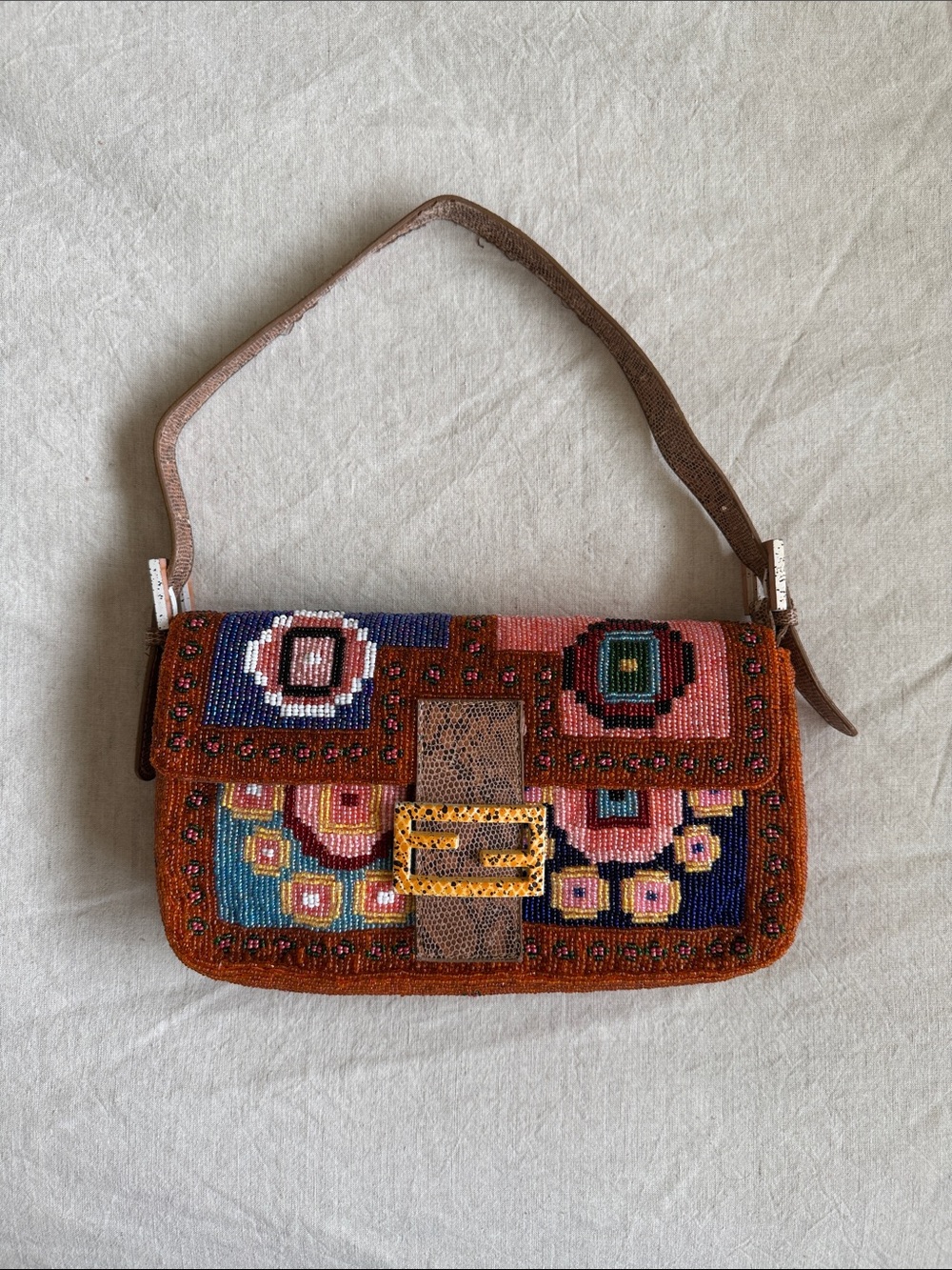 Fendi Vintage fully beaded baguette bag